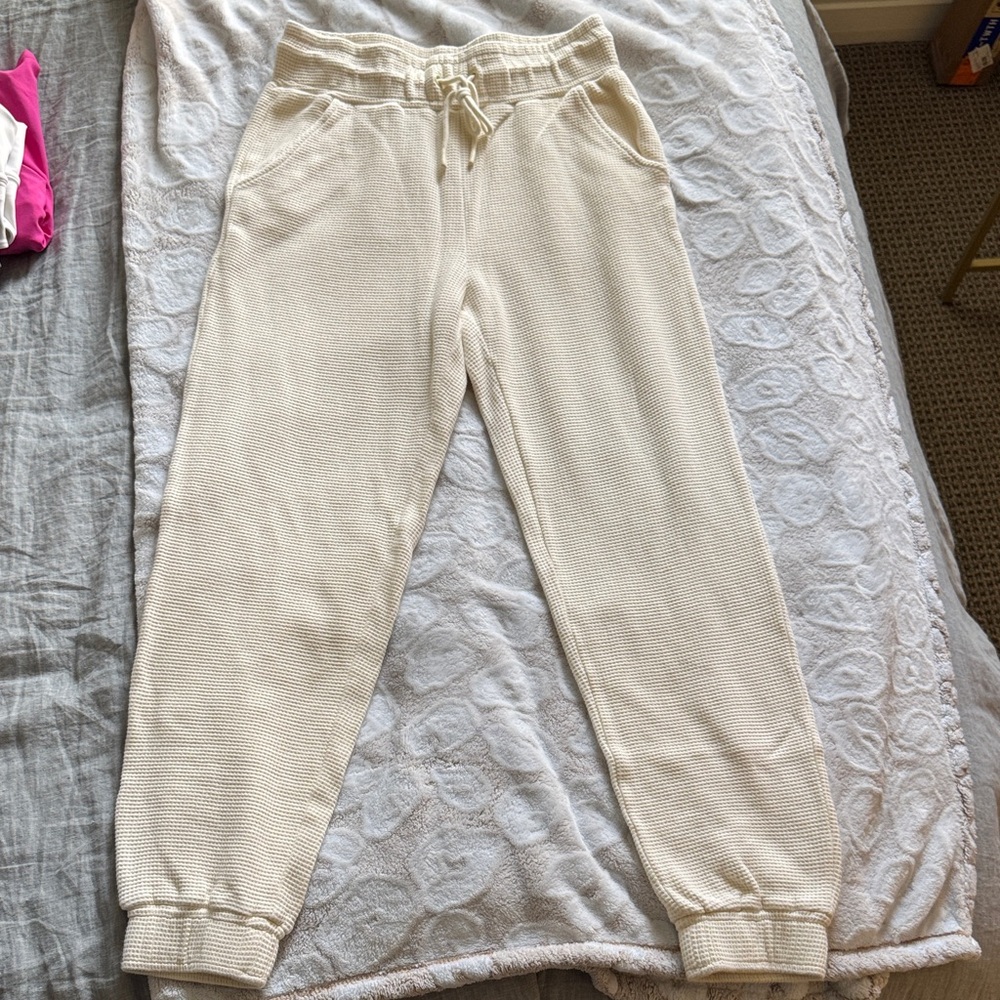 Negative Underwear Cream Waffle-Knit Joggers